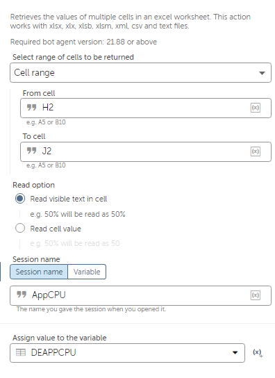 Get multiple cells