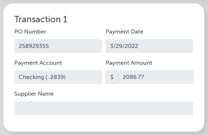 Financial Validation Challenge Transaction Screenshot