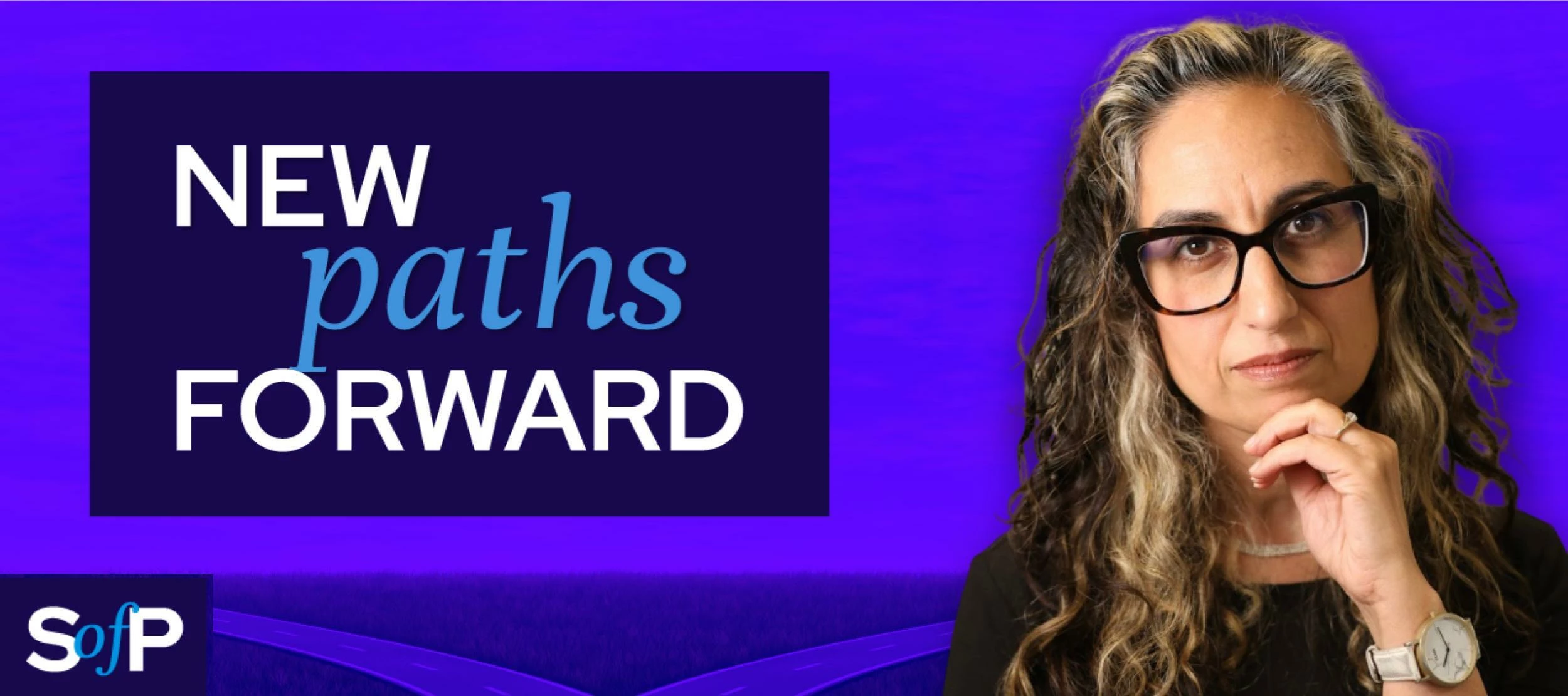 A picture of Sona Khosla, Chief Impact Officer and the words "New paths forward"