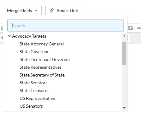 dropdown menu with list of targets