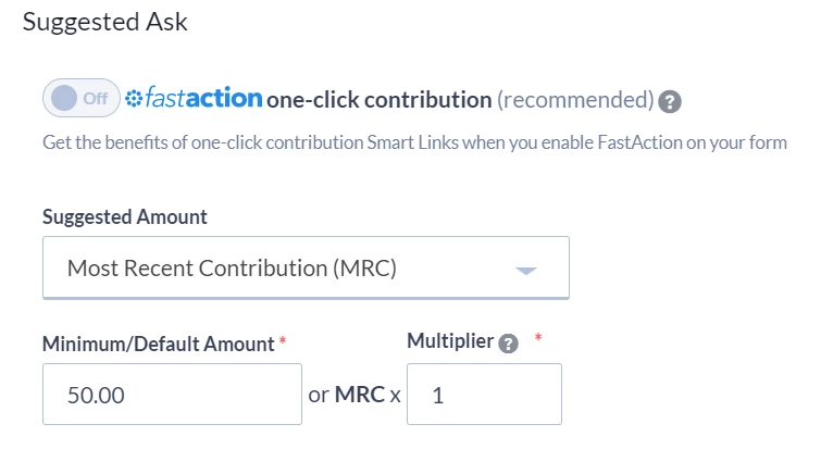 selecting Most Recent and adding a default of $20