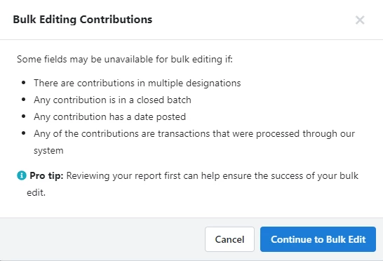 Bulk Editing caveat