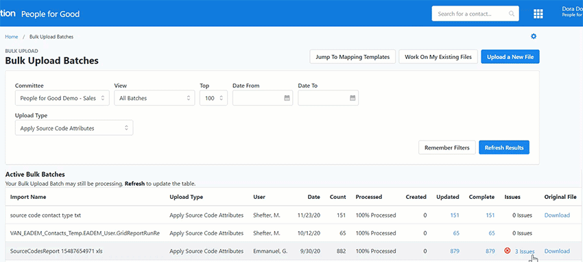 Animation of selecting issues link and downloading report
