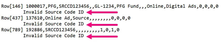 Example of the issuesreport with error messages for invalid source code