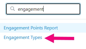 Searching in the sidebar for engagement