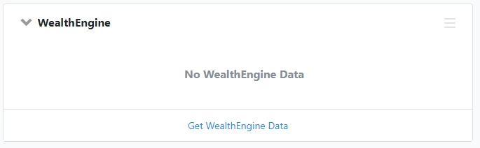 Example of Wealth Engine section before adding data
