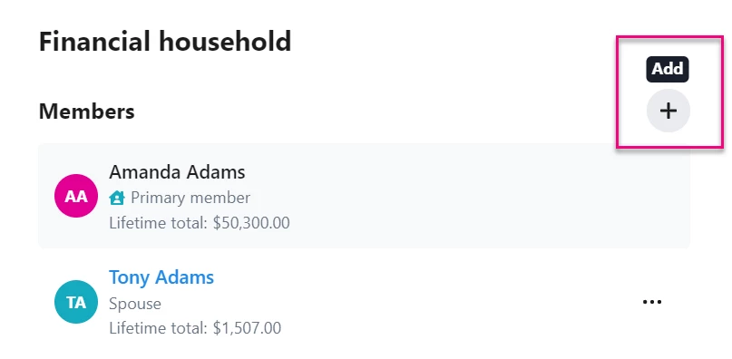 Financial Household Add members