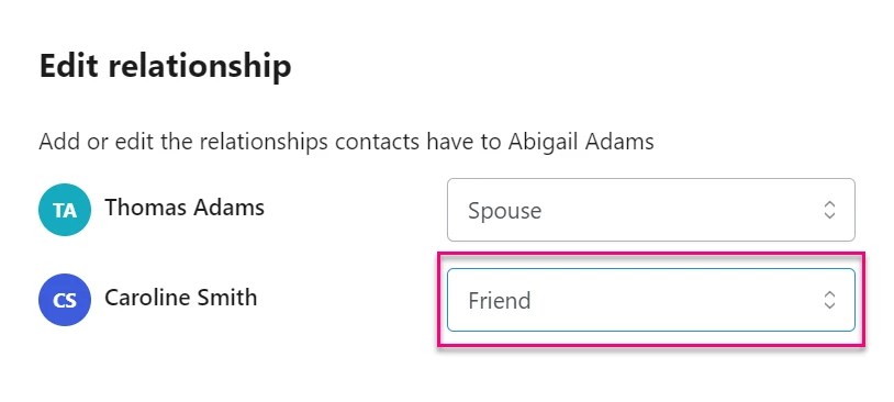 Financial Household Add member Edit relationship