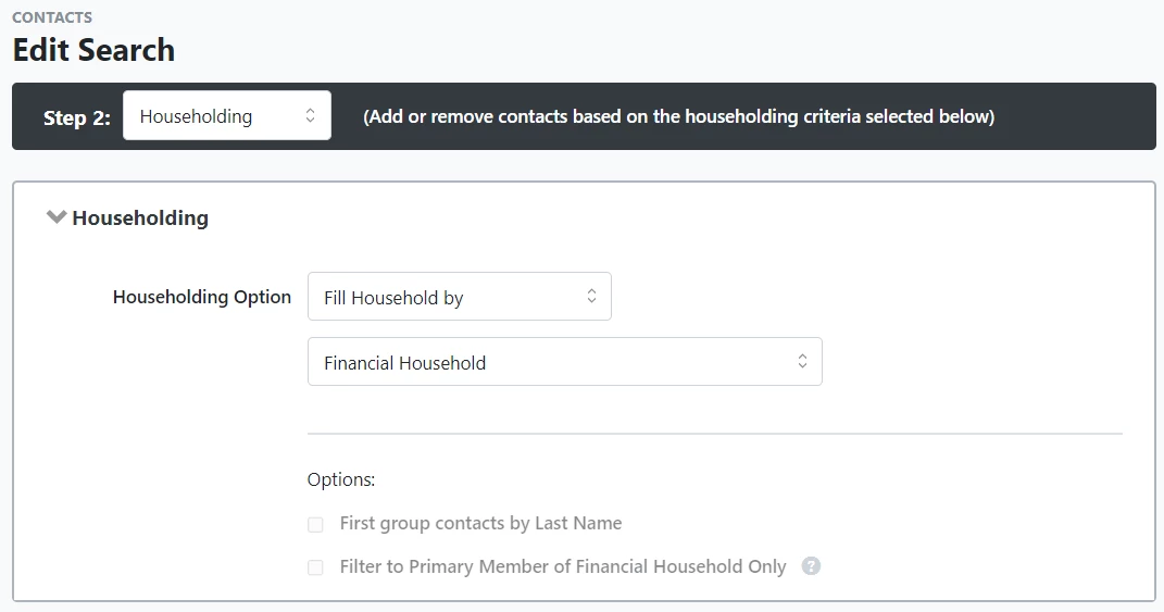 Householding, fill household by
