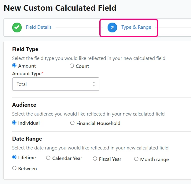 Type & Range step on calculated field