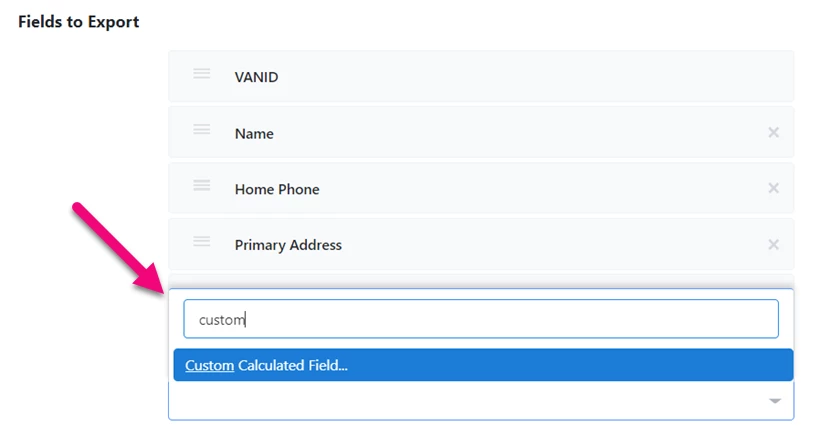 Selecting the mapping for Custom Calculated fields