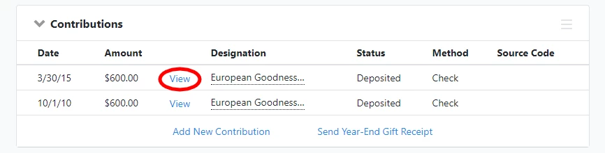 where users can edit contribution information on a record