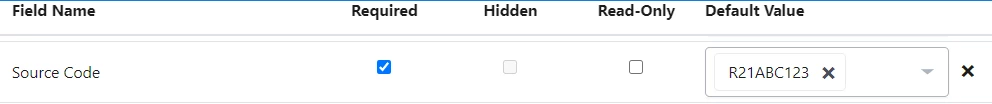 Example of source code required with a default value