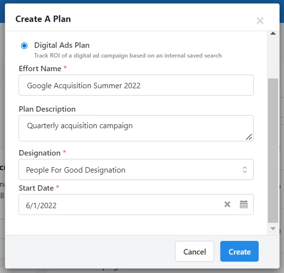 Google Acquisition Plan details like Designation and Start Date
