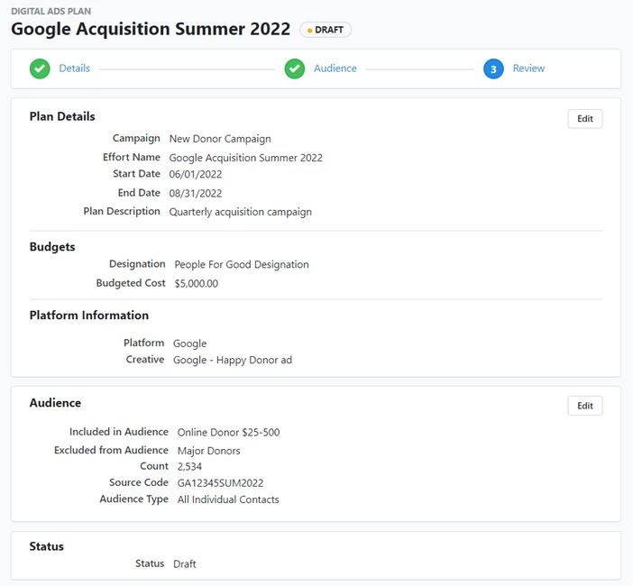 All part of ad viewable for review with Edit button at top