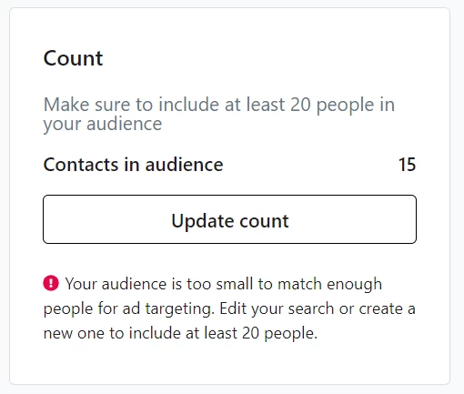 warning on 15 contacts not being enough