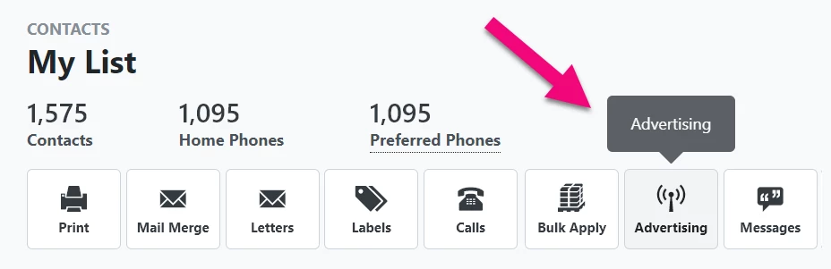 Advertising link is highlighted in My List