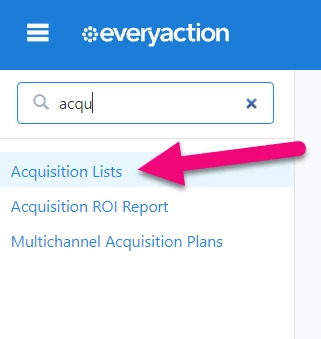 Direct Response Acquisition search on the sidebar