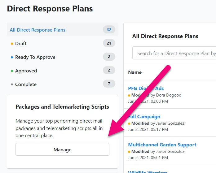 Direct Response Adding packages