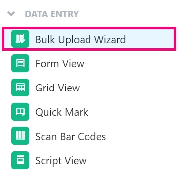 Sidebar detail with Bulk Upload Wizard highlighted