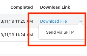 Close up of Send via FTP