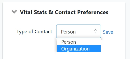Organization is highlighted in the Vital Stats section