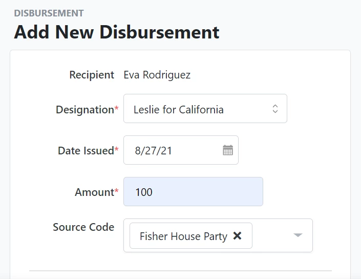Filling in details on the disbursement