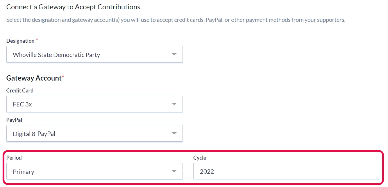 Highlight of Boxes for updating the cycle on the OA builder form