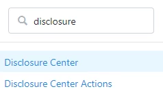 searching for disclosure in the sidebar