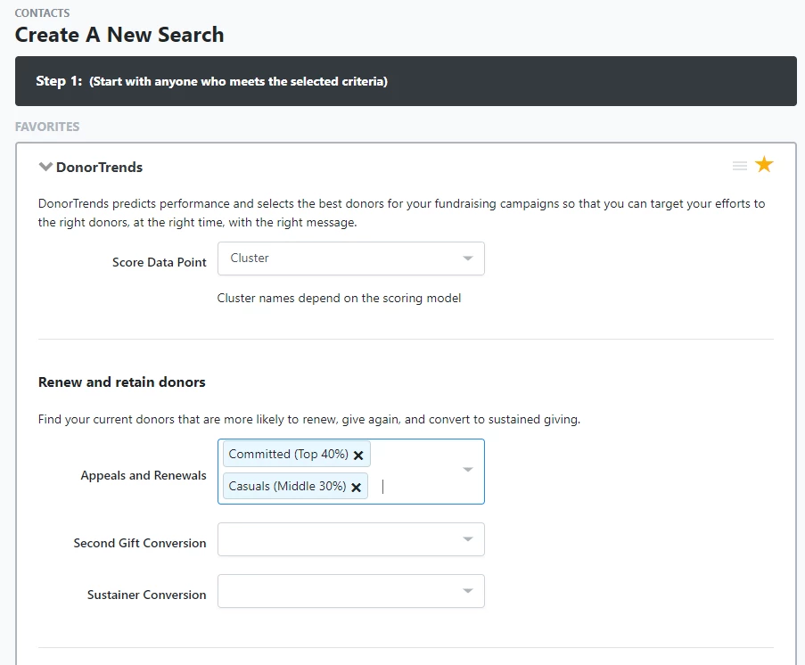 Create a new search