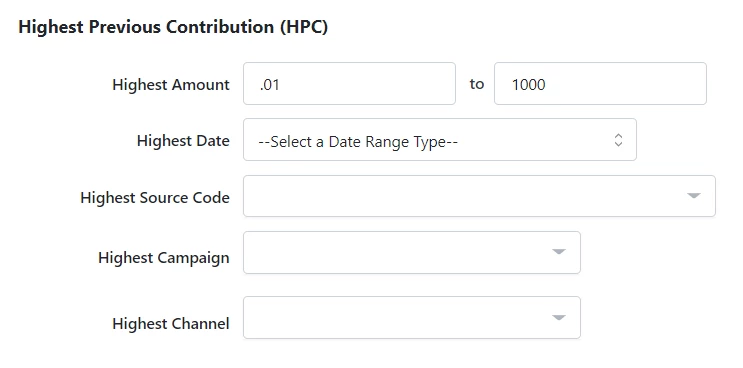 Highest amount range selected is .01 to 1000