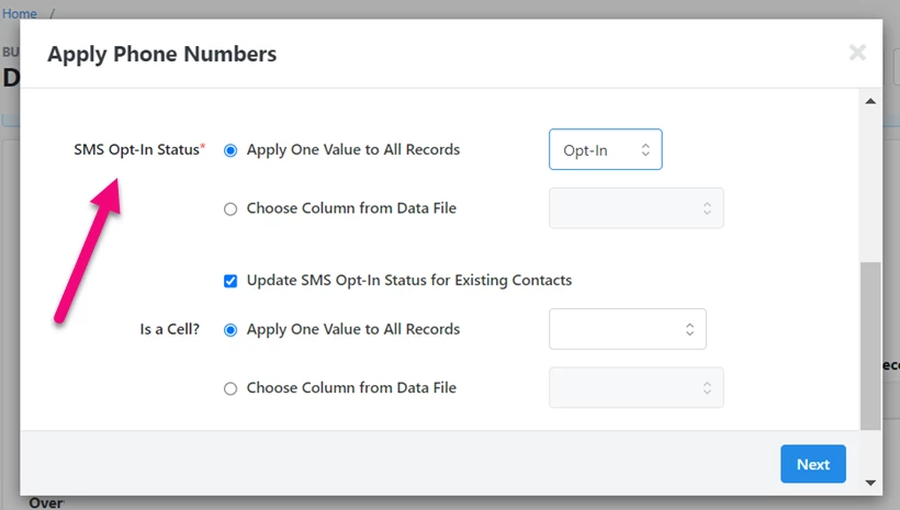 Apply Phone Numbers mapping shown