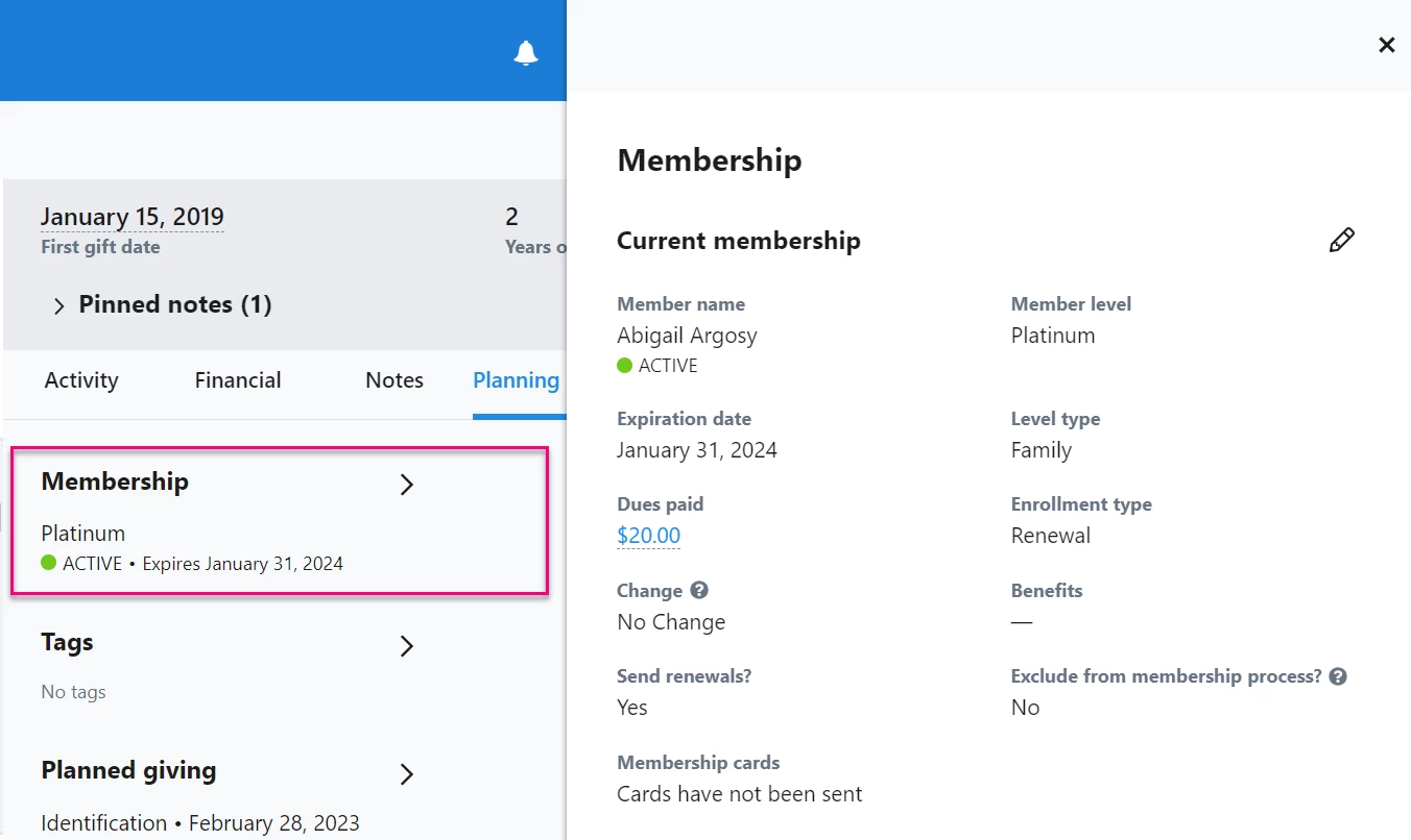 Open Membership Drawer