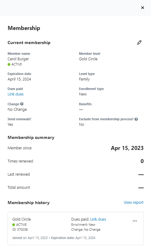 Membership page