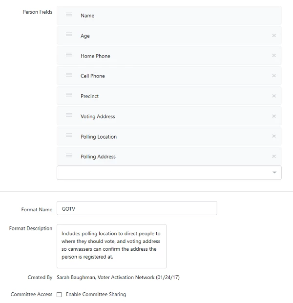 Formatting setup screen