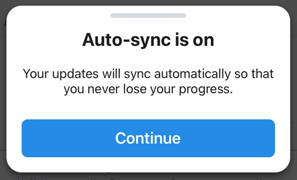 Auto-sync is on message in app
