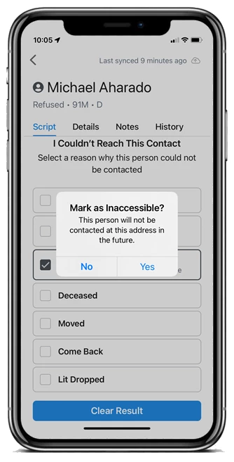 marking someone as not home
