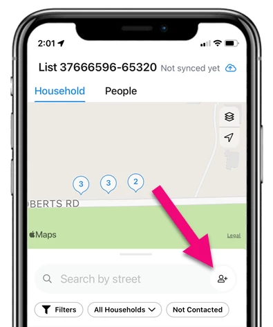 the search person icon is highlighted in the search bar