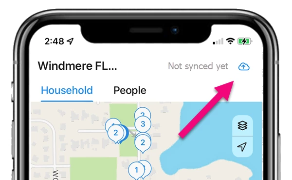 Sync icon highlighted