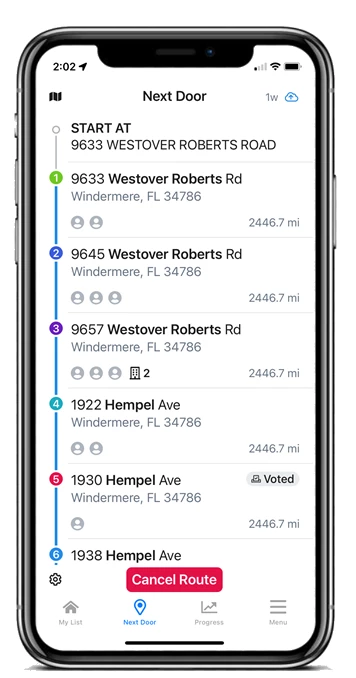 example of optimized route list