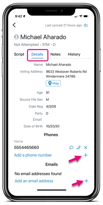 editing contact details
