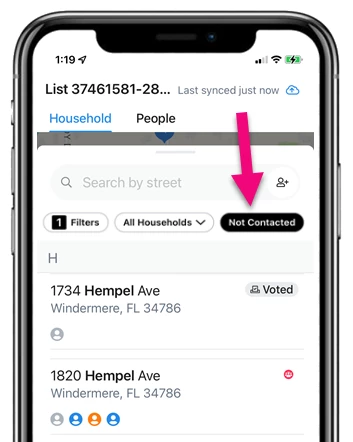 toggling between contacted and not
