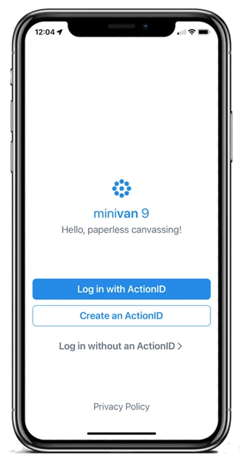 log in screen on a phone