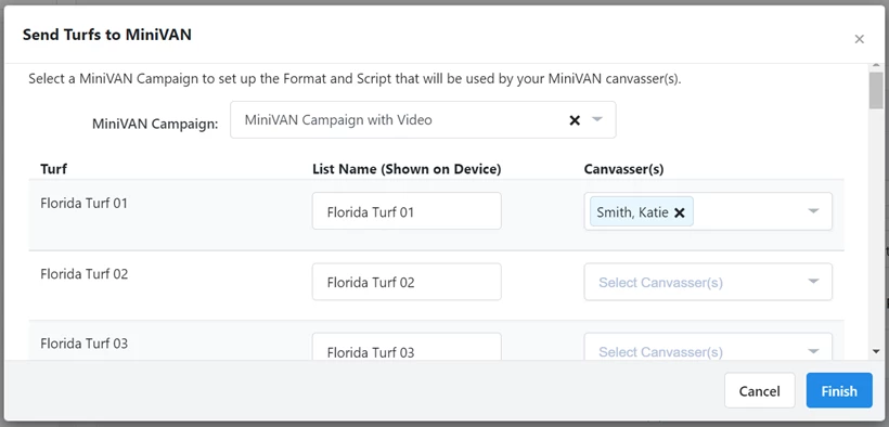 Turf 01 is being sent to user Katie Smith
