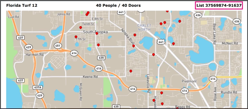 turf number is highlighted on the map