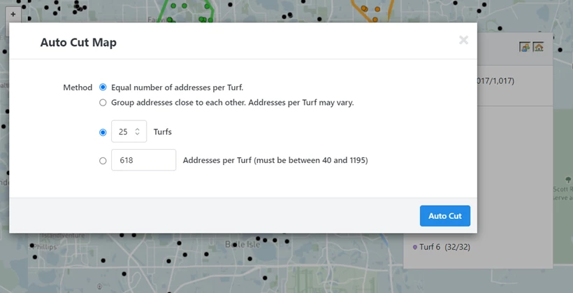 Auto cut map option shown