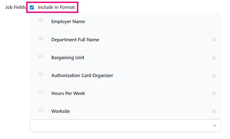 example of jobs fields available in minivan format