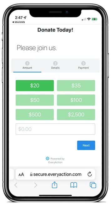 example of a donation form