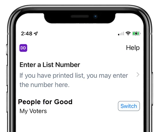 Enter a list is shown on a phone