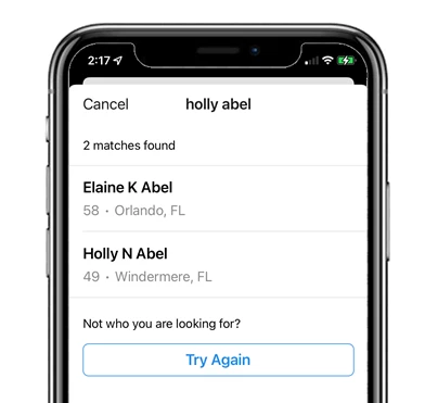 search result screen